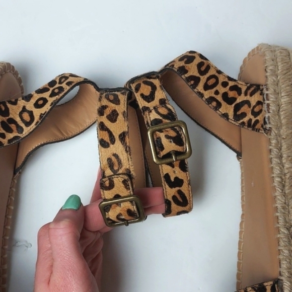 Soludos Flatform Cadiz Sandals in Leopard Calf Hair Platform Espadrilles Size 11 - Picture 12 of 16